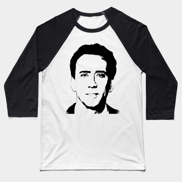Nicolas Cage Pop Art Portrait Baseball T-Shirt by phatvo